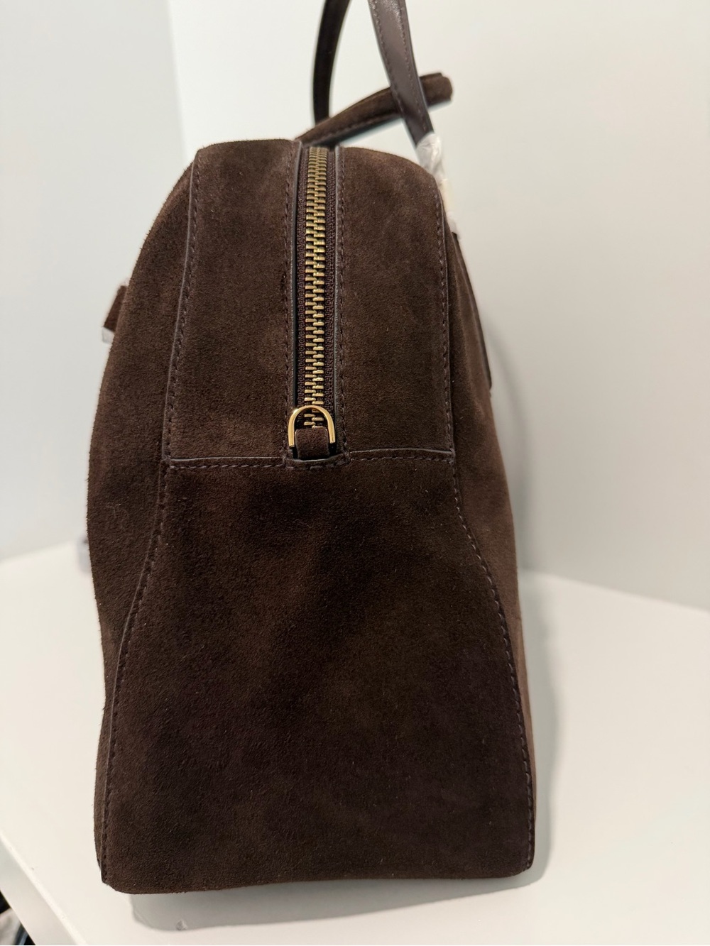 NEW Madewell Suede Large Belted Satchel Bag in Dark Carob Brown NW380 $258 - Picture 6 of 11